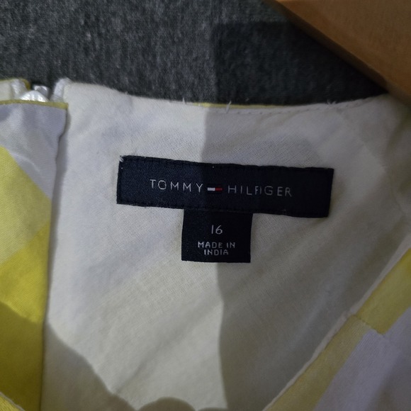 Tommy Hilfiger Kids Yellow White Gingham Plaid Sleeveless Dress Size 16 - Picture 5 of 7